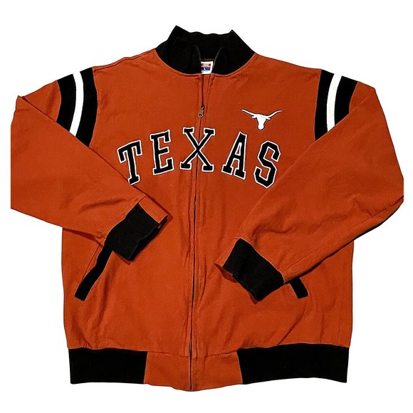 NCAA Other - 🔥Vintage 90"s Texas Longhorns Mens L‎ Full Zip Sweatshirt Embroidered Spellout